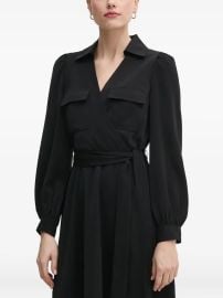 DKNY wrap-front long-sleeve Mini Dress Black at Farfetch